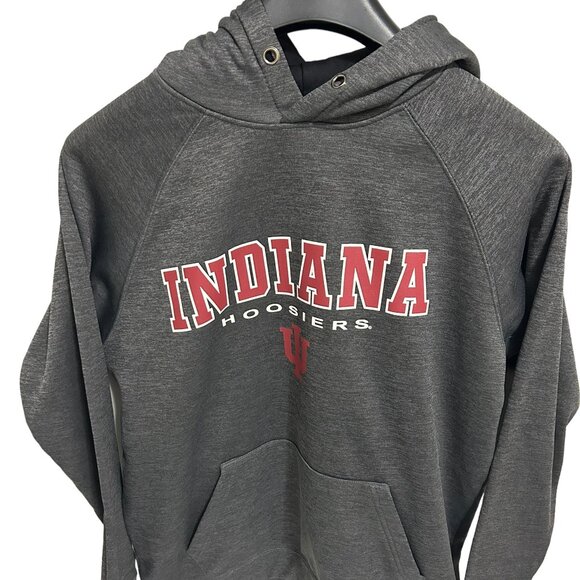 Indiana Hoosiers Pullover Hooded Sweatshirt Size Large Embroidered Charcoal - Picture 1 of 6
